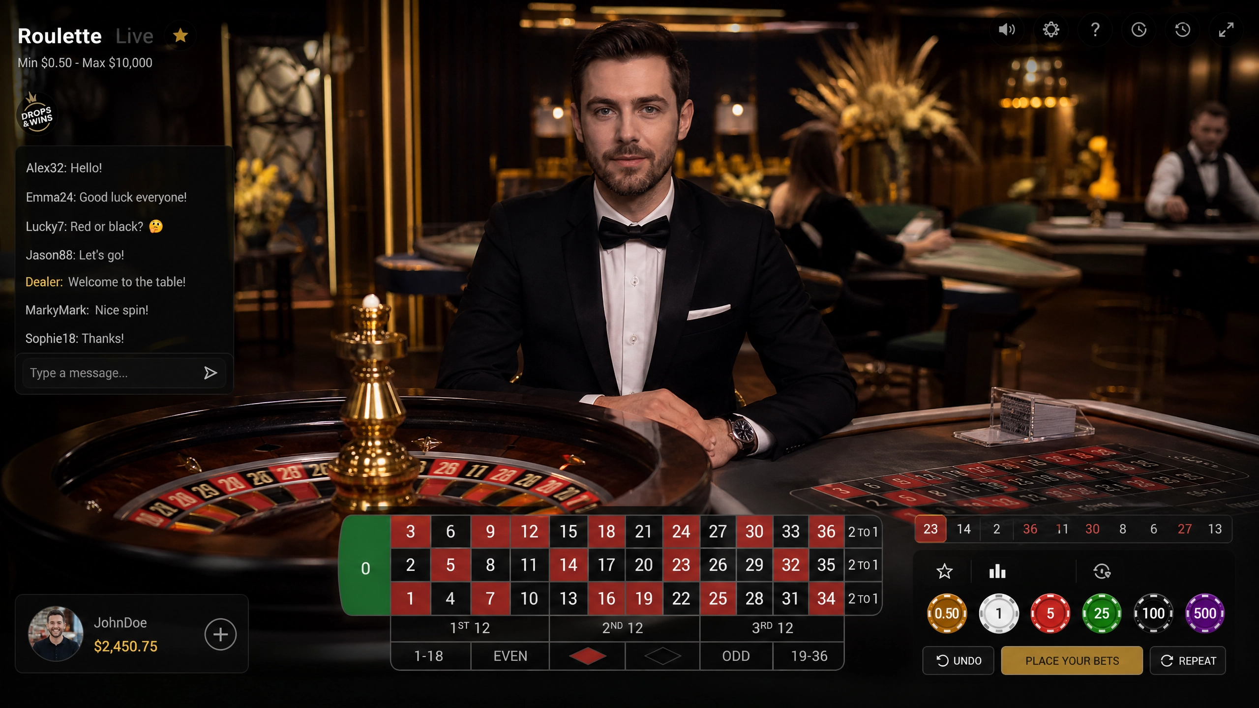 Aphrodite live casino — Evolution dealers